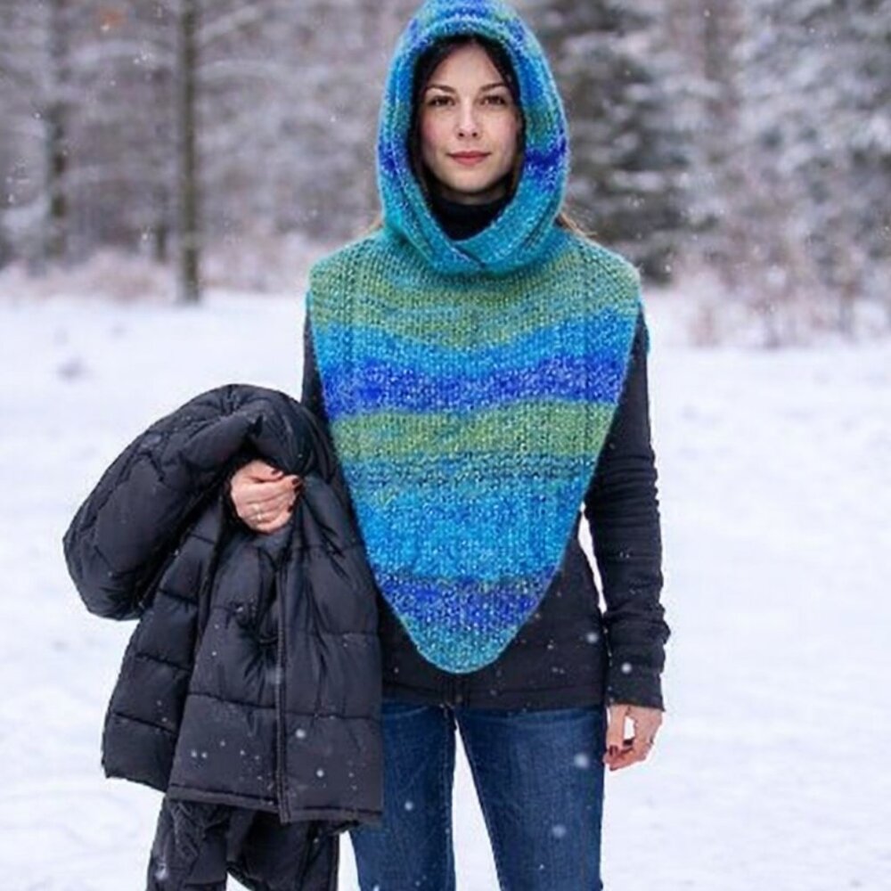 Hand Crafted Knit Hood Balaclava Hooded Cowl Scarf Winter Handcrafted Essential